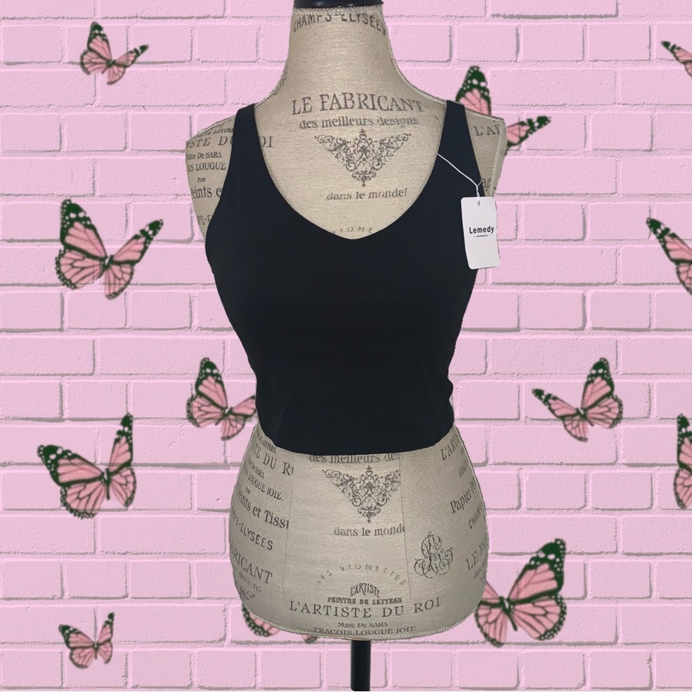 Lemedy Longline Cropped Tank Top With Sports Bra